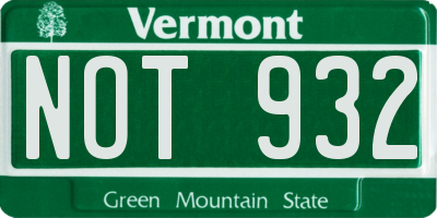 VT license plate NOT932