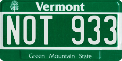 VT license plate NOT933