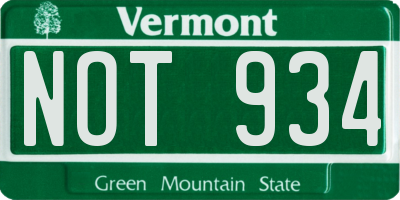 VT license plate NOT934