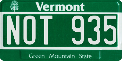 VT license plate NOT935