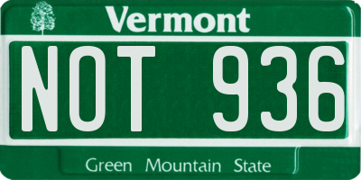 VT license plate NOT936