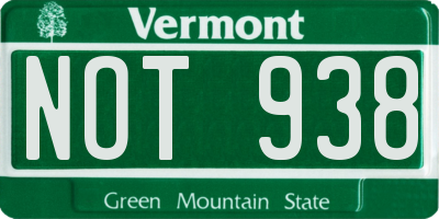 VT license plate NOT938