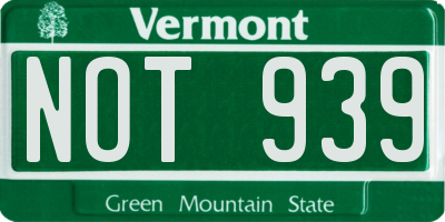 VT license plate NOT939