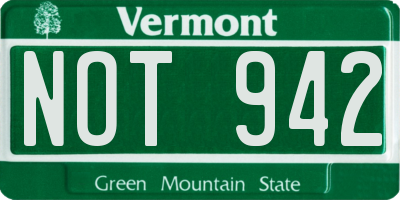VT license plate NOT942