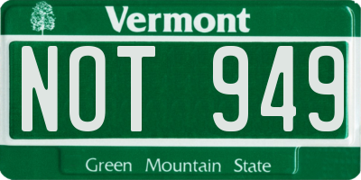 VT license plate NOT949