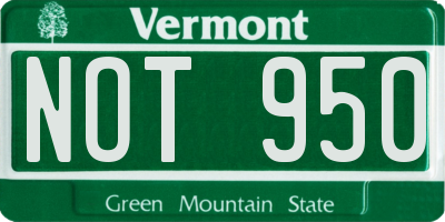 VT license plate NOT950