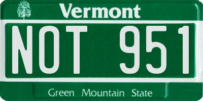 VT license plate NOT951