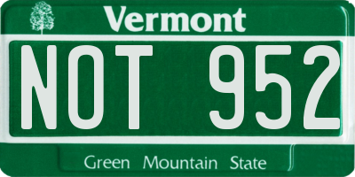 VT license plate NOT952
