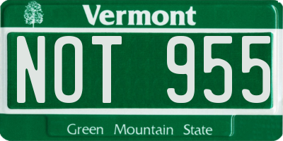 VT license plate NOT955