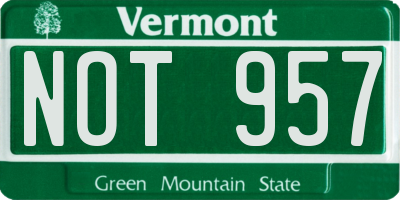 VT license plate NOT957