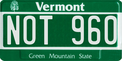VT license plate NOT960
