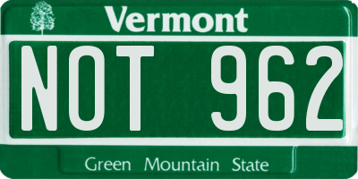 VT license plate NOT962