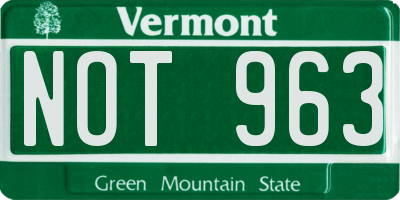 VT license plate NOT963