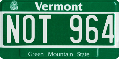 VT license plate NOT964