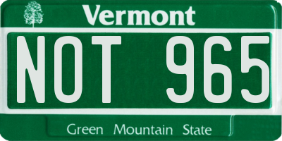 VT license plate NOT965