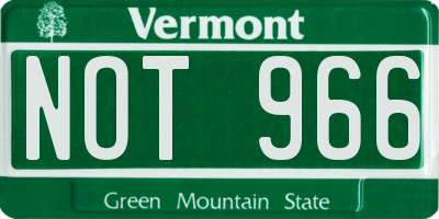 VT license plate NOT966