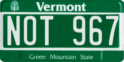 VT license plate NOT967