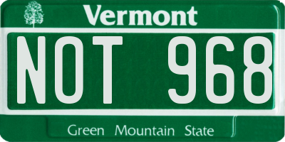 VT license plate NOT968