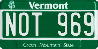 VT license plate NOT969