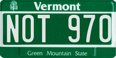 VT license plate NOT970