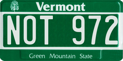 VT license plate NOT972