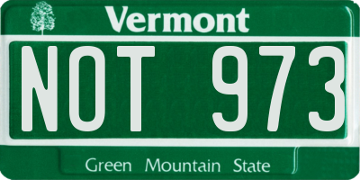 VT license plate NOT973