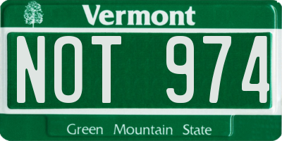 VT license plate NOT974