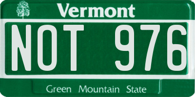 VT license plate NOT976