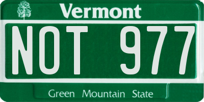 VT license plate NOT977