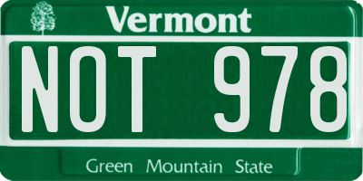 VT license plate NOT978