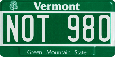 VT license plate NOT980
