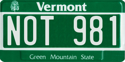 VT license plate NOT981