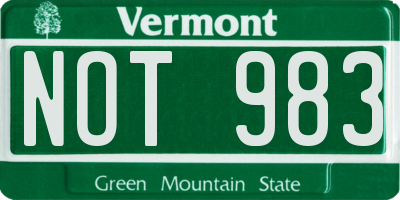 VT license plate NOT983