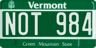 VT license plate NOT984