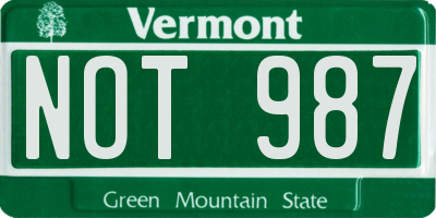 VT license plate NOT987