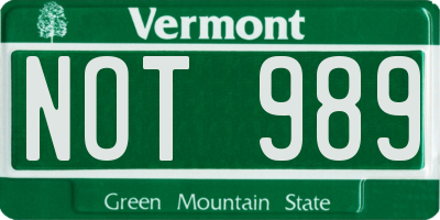 VT license plate NOT989