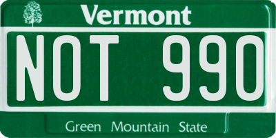 VT license plate NOT990