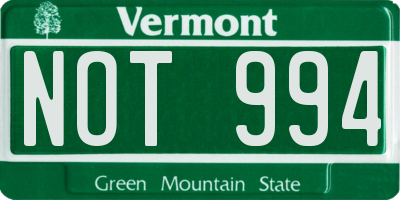 VT license plate NOT994