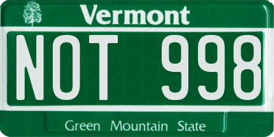 VT license plate NOT998