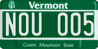 VT license plate NOU005