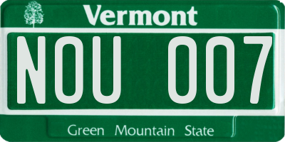 VT license plate NOU007