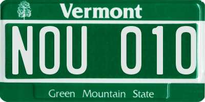 VT license plate NOU010