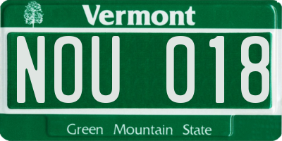 VT license plate NOU018