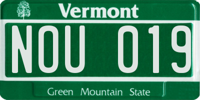 VT license plate NOU019