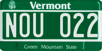 VT license plate NOU022