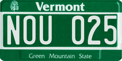 VT license plate NOU025