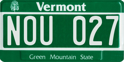 VT license plate NOU027