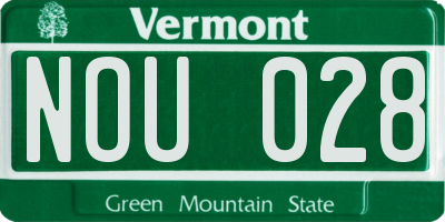 VT license plate NOU028
