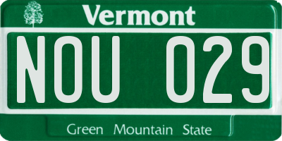VT license plate NOU029