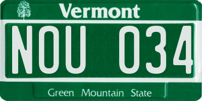VT license plate NOU034